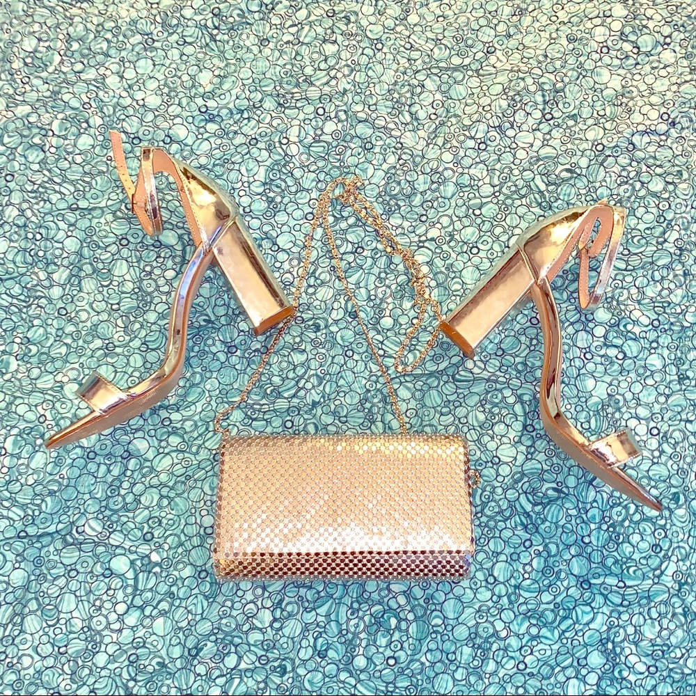 NWOT Silver Crossbody Purse with Silver Strap